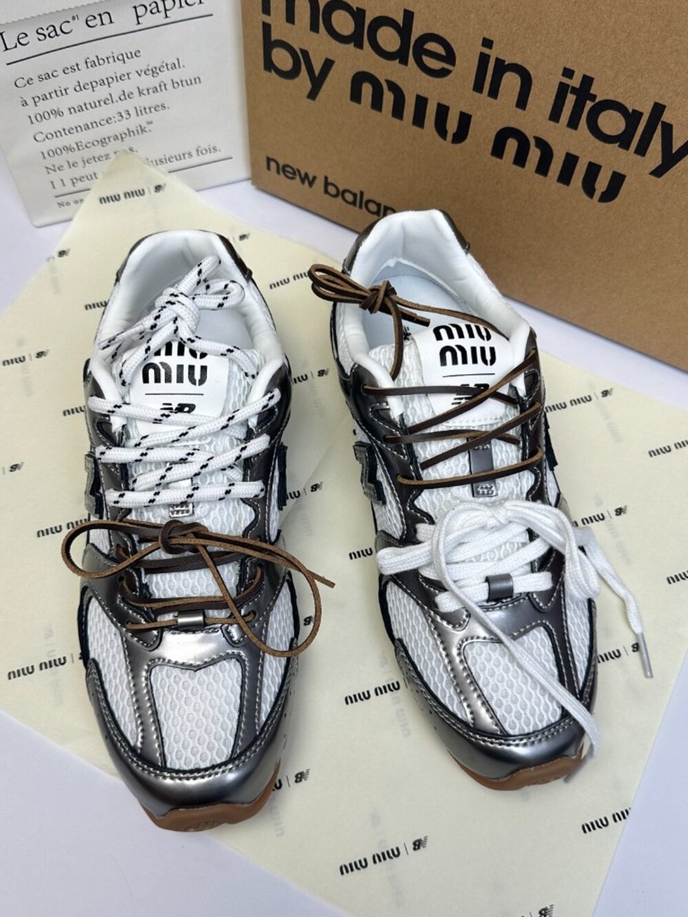 Women's MIU MIU Stylish Shoes Thin-Soled Low-Top Casual Silver Shoes US9/EU39 - Picture 5 of 9